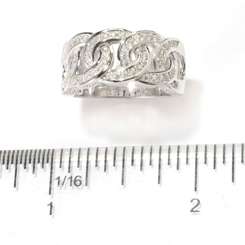Sterling Silver White Zircon Circle Link Band Ring