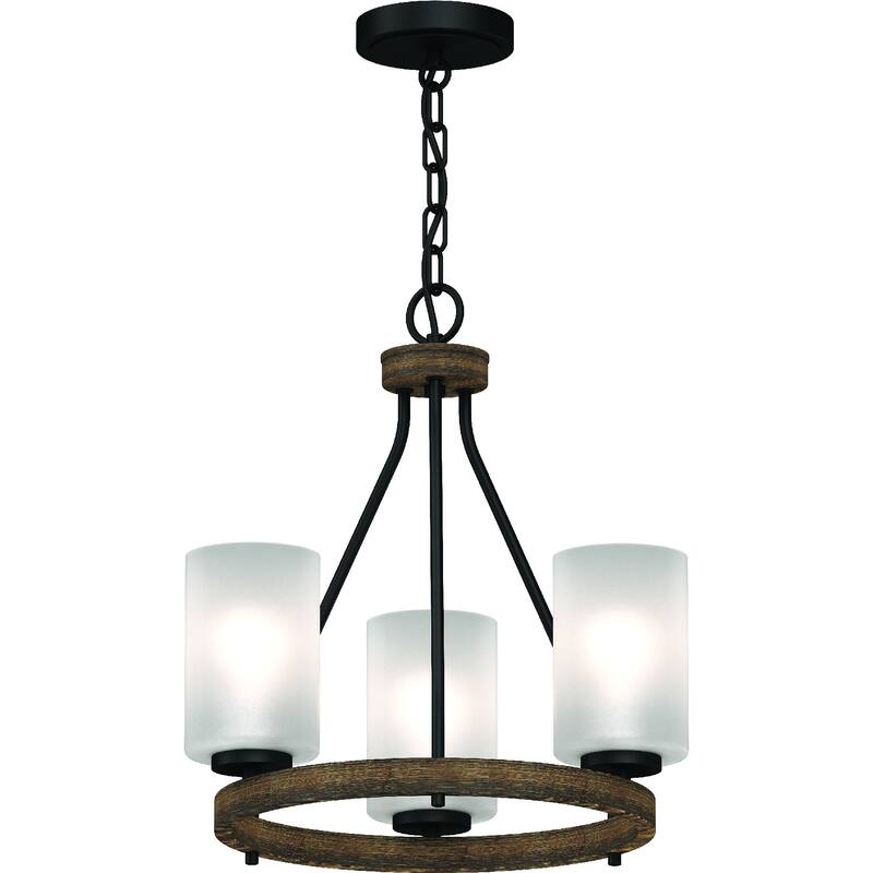 Emery 3-Light Indoor Walnut & Black Mini Chandelier