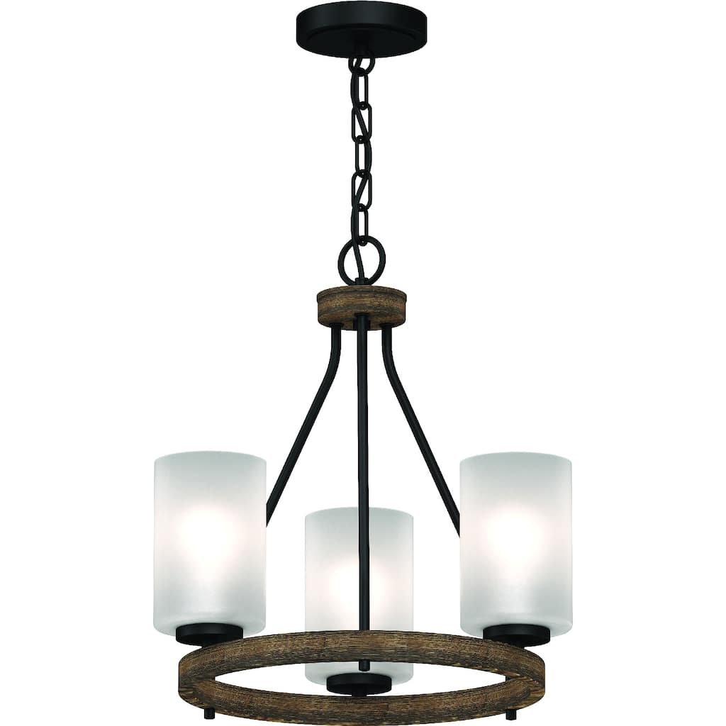 Emery 3-Light Indoor Walnut & Black Mini Chandelier