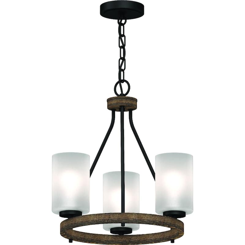 Emery 3-Light Indoor Walnut & Black Mini Chandelier