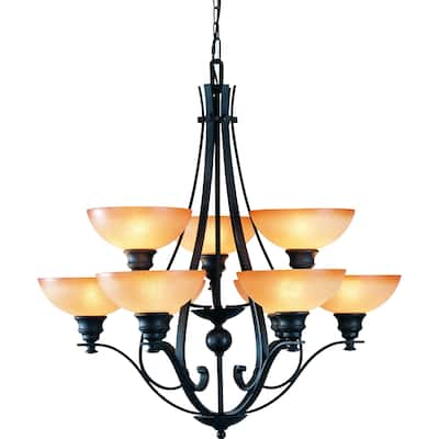 Rainier 9-Light Indoor Foundry Bronze Chandelier