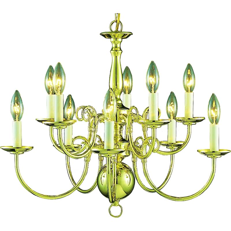 10-Light Polished Brass Interior Chandelier