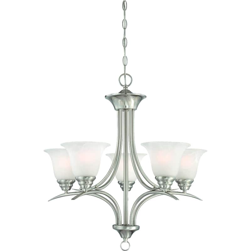 Trinidad 5-Light Brushed Nickel Chandelier Alabaster