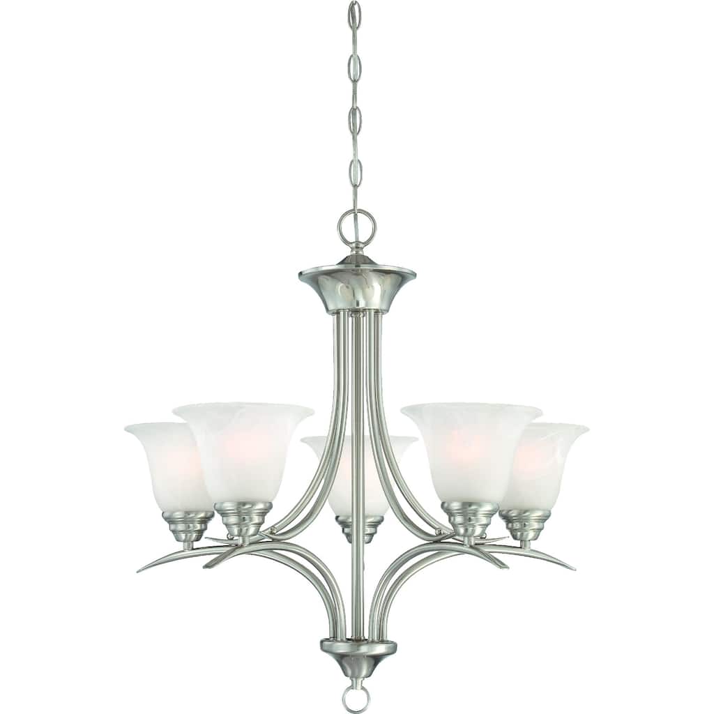 Trinidad 5-Light Brushed Nickel Chandelier Alabaster