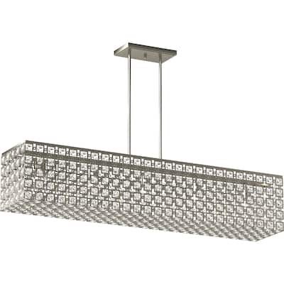 5-Light Indoor Elegant Glam Brushed Nickel Rectangle