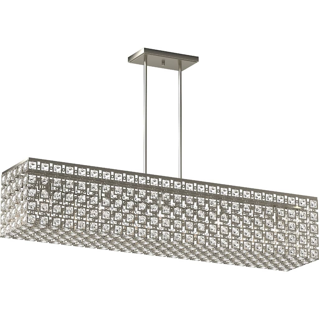 5-Light Indoor Elegant Glam Brushed Nickel Rectangle