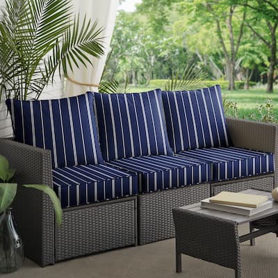 Striped Navy Deep Seating Corded Sofa Pillow and Cushion Set by Havenside Home