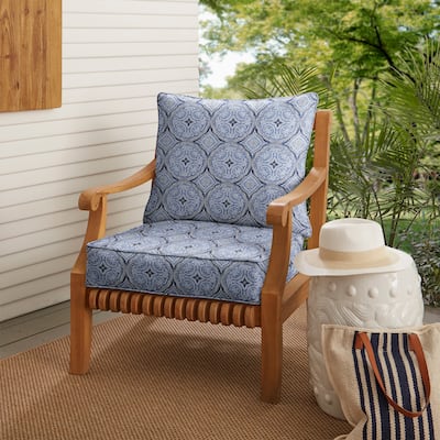 Blue Medallion Deep Corded Chair Pillow and Cushion Set by Havenside Home