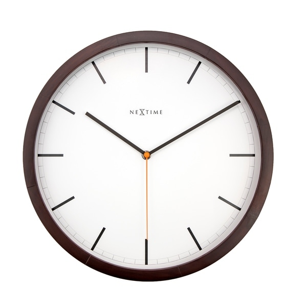 Unek Goods NeXtime Company Wooden Wall Clock, Chocolate Dark Color, Round, Decorative, Battery Operated