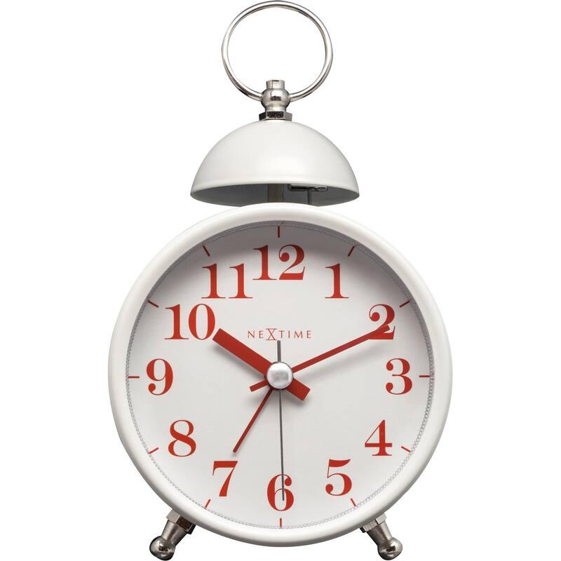 Unek Goods NeXtime Single Bell Table Top Alarm Clock, Metal, White Face