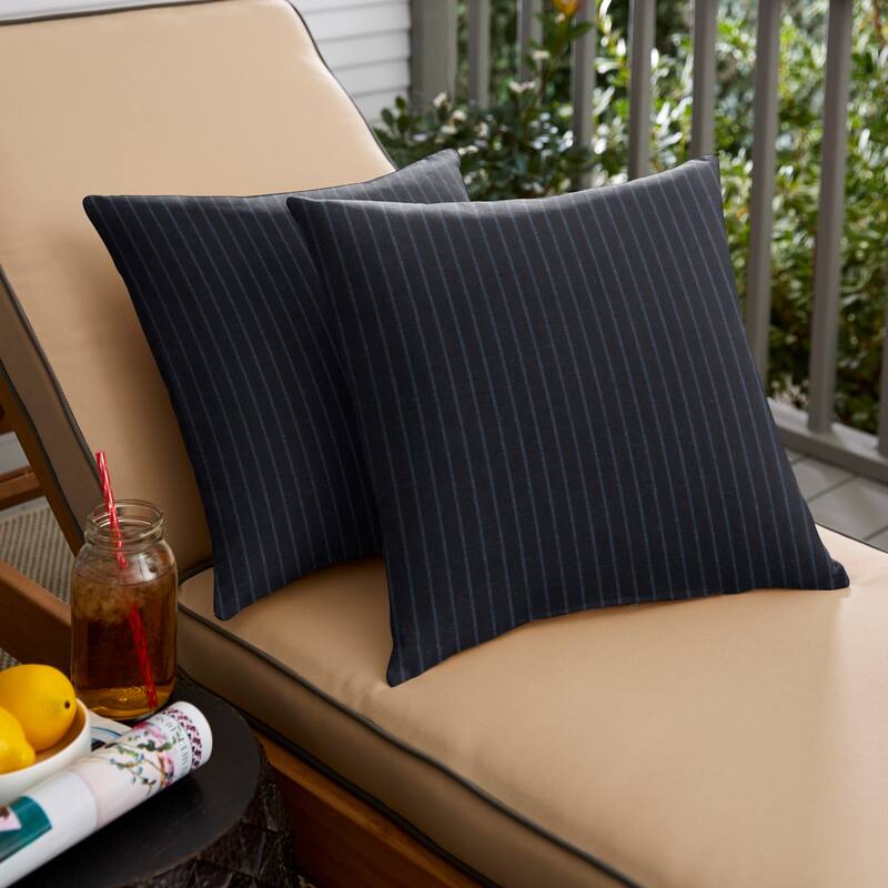 Indigo Blue Knife Edge Square Pillows (Set of 2) by Havenside Home