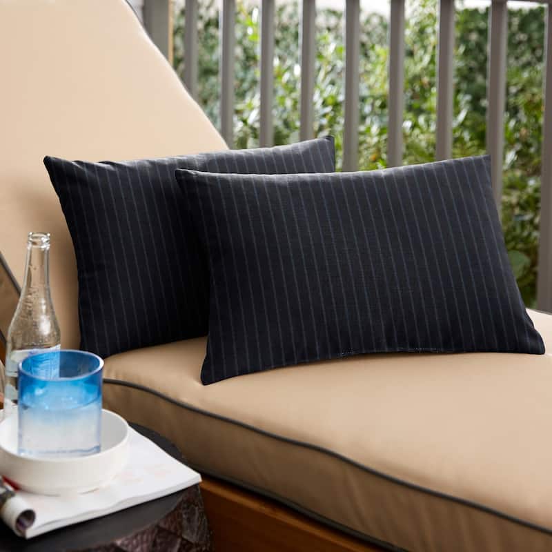 Indigo Blue Knife Edge Lumbar Pillows (Set of 2) by Havenside Home