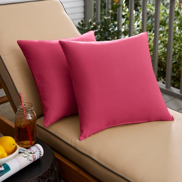 Hot Pink Knife Edge Square Pillows Set of 2 by Havenside Home