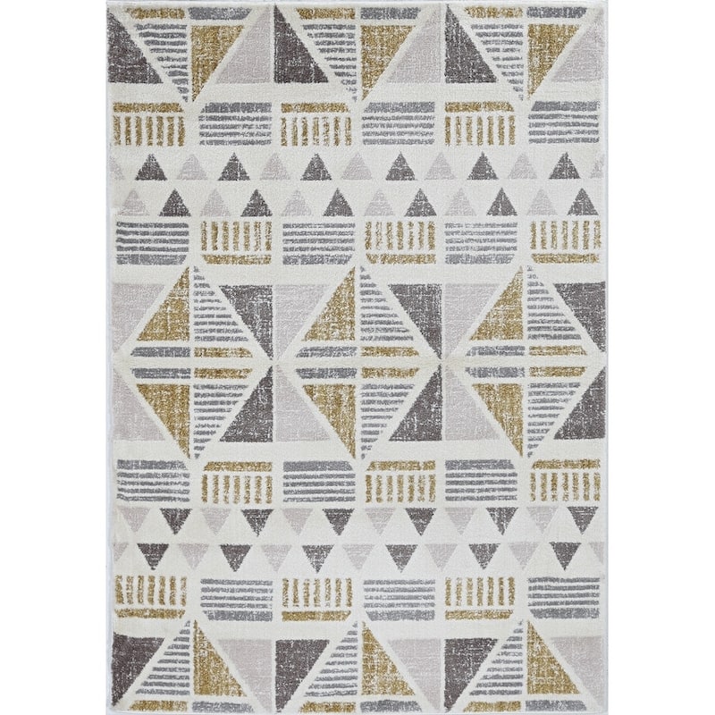 Carson Carrington Mid-Century Modern Geometric Rug - 5'3"  7'7" - Ivory/Gold