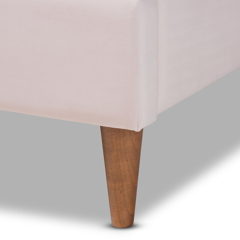 Odille Modern Glam Upholstered Seashell Shaped Platform Bed