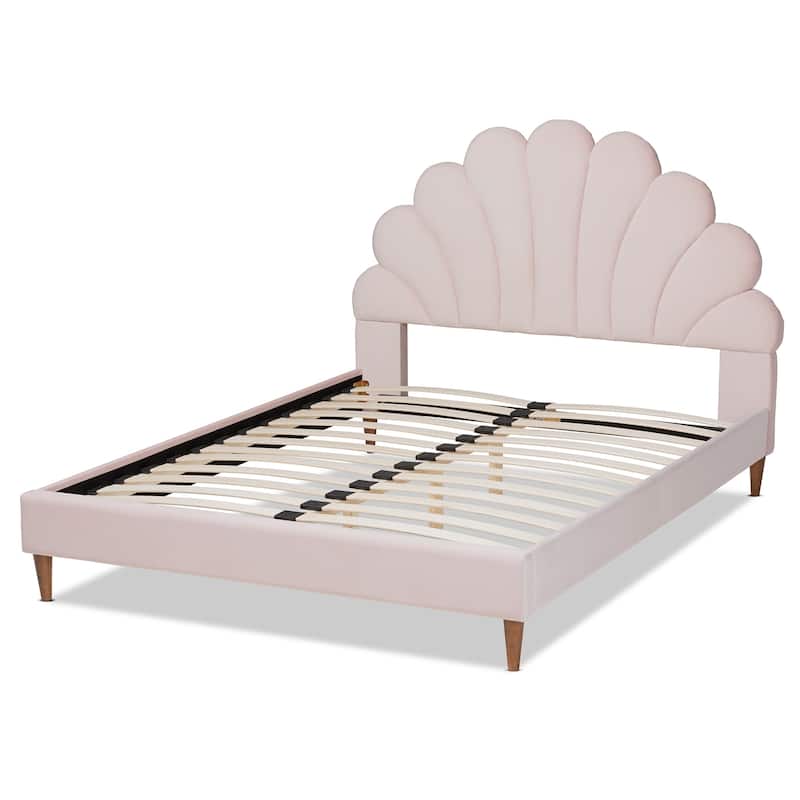 Odille Modern Glam Upholstered Seashell Shaped Platform Bed