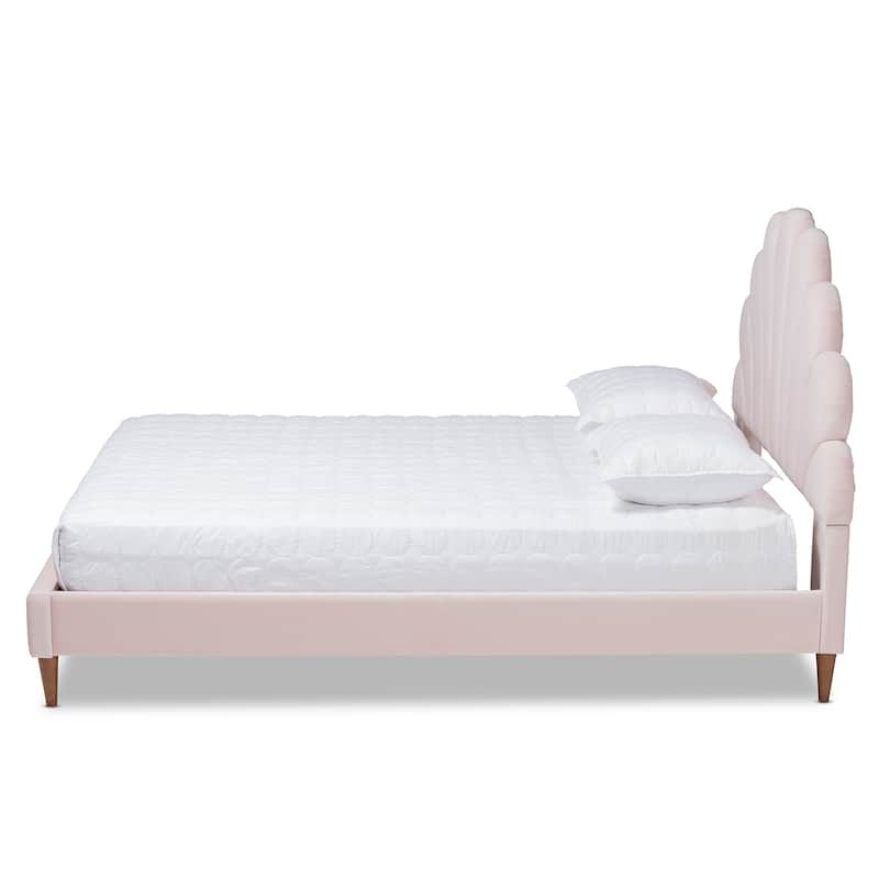 Odille Modern Glam Upholstered Seashell Shaped Platform Bed
