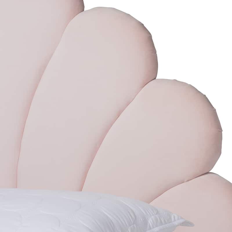 Odille Modern Glam Upholstered Seashell Shaped Platform Bed