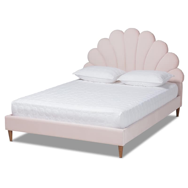 Odille Modern Glam Upholstered Seashell Shaped Platform Bed - N/A
