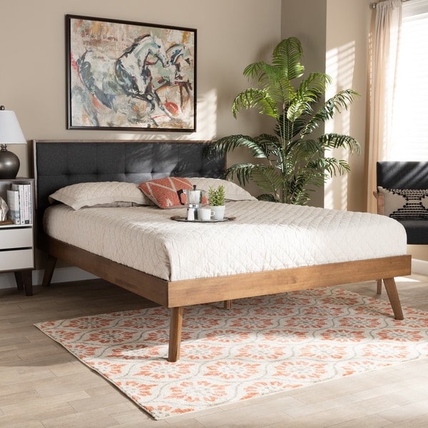 Alke Mid-Century Modern Upholstered Platform Bed