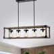 preview thumbnail 2 of 2, Warehouse of Tiffany Greta Grange 44-inch Forged Black and Wood Grain Pendant Lamp