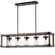 preview thumbnail 3 of 2, Warehouse of Tiffany Greta Grange 44-inch Forged Black and Wood Grain Pendant Lamp