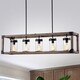 preview thumbnail 1 of 2, Warehouse of Tiffany Greta Grange 44-inch Forged Black and Wood Grain Pendant Lamp