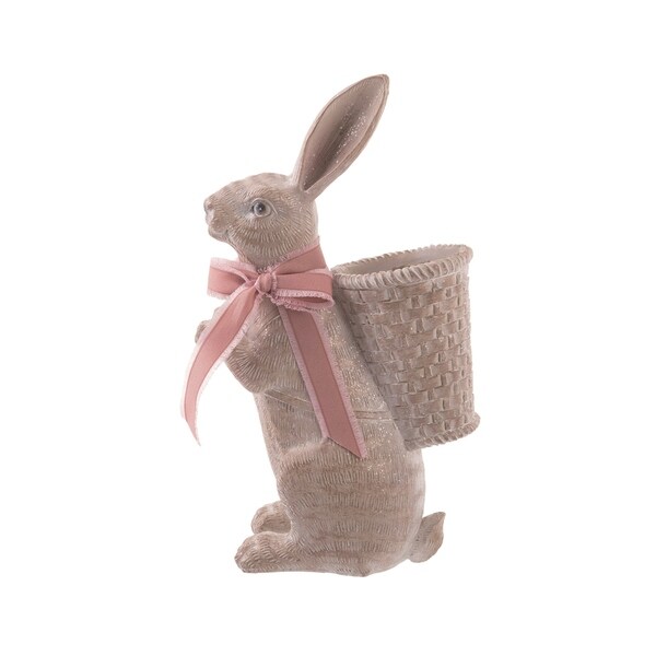 Shop Transpac Resin 15 in. Brown Easter Bunny with Basket Planter ...