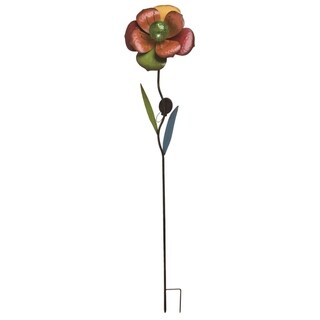 Transpac Metal 54 in. Green Spring Solar Bright Flower Yard Stake - Bed ...