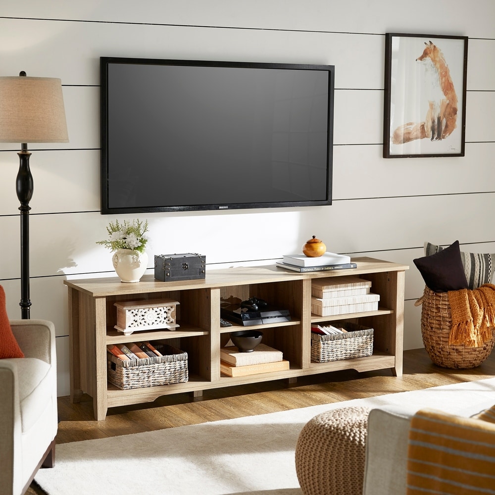 Modern TV Cabinet Stand Unit 2 Drawer Oak Finish Living Room Lounge Anticca 