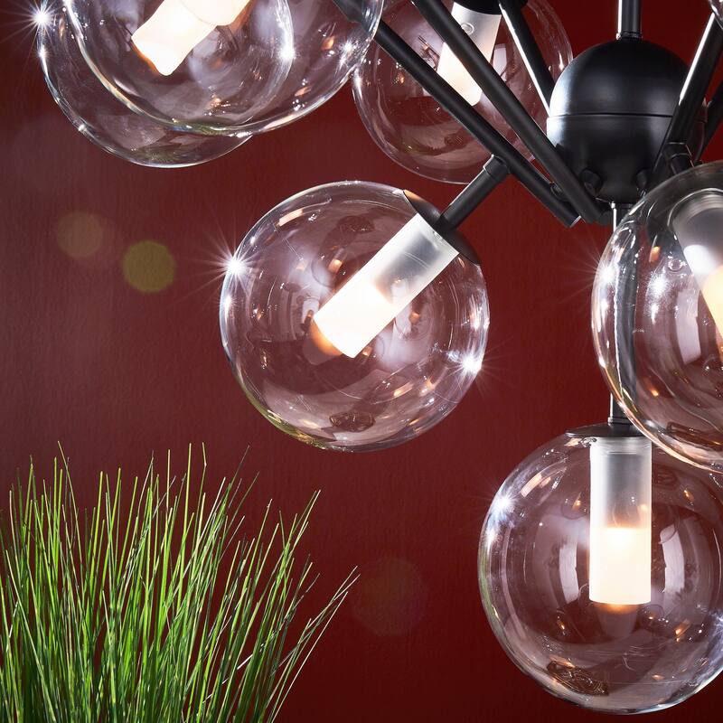 Kayan Matte Black Bold 10-Glass Globe Pendant Light by iNSPIRE Q Bold