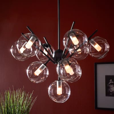 Kayan Matte Black Bold 10-Glass Globe Pendant Light by iNSPIRE Q Bold