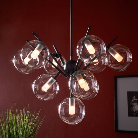 Kayan Matte Black Bold 10-Glass Globe Pendant Light by iNSPIRE Q Bold