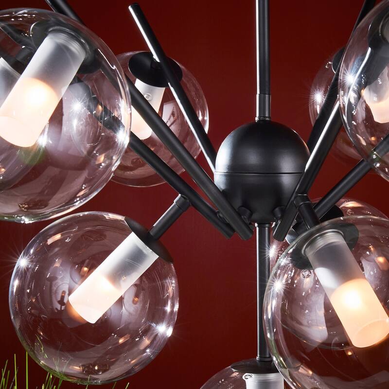 Kayan Matte Black Bold 10-Glass Globe Pendant Light by iNSPIRE Q Bold