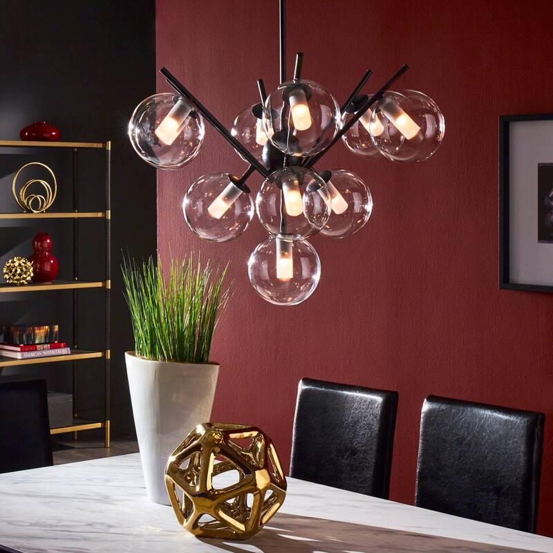 Kayan Matte Black Bold 10-Glass Globe Pendant Light by iNSPIRE Q Bold