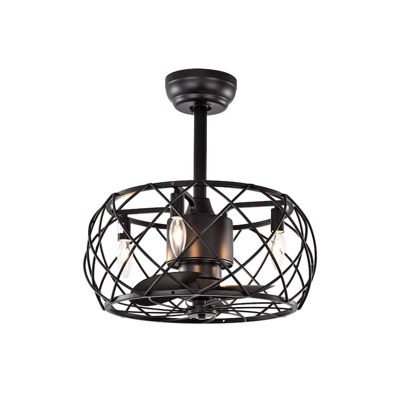 Carbon Loft Abrar Matte Black 3-blade Ceiling Fan with Open Metal Frame (Includes Remote)