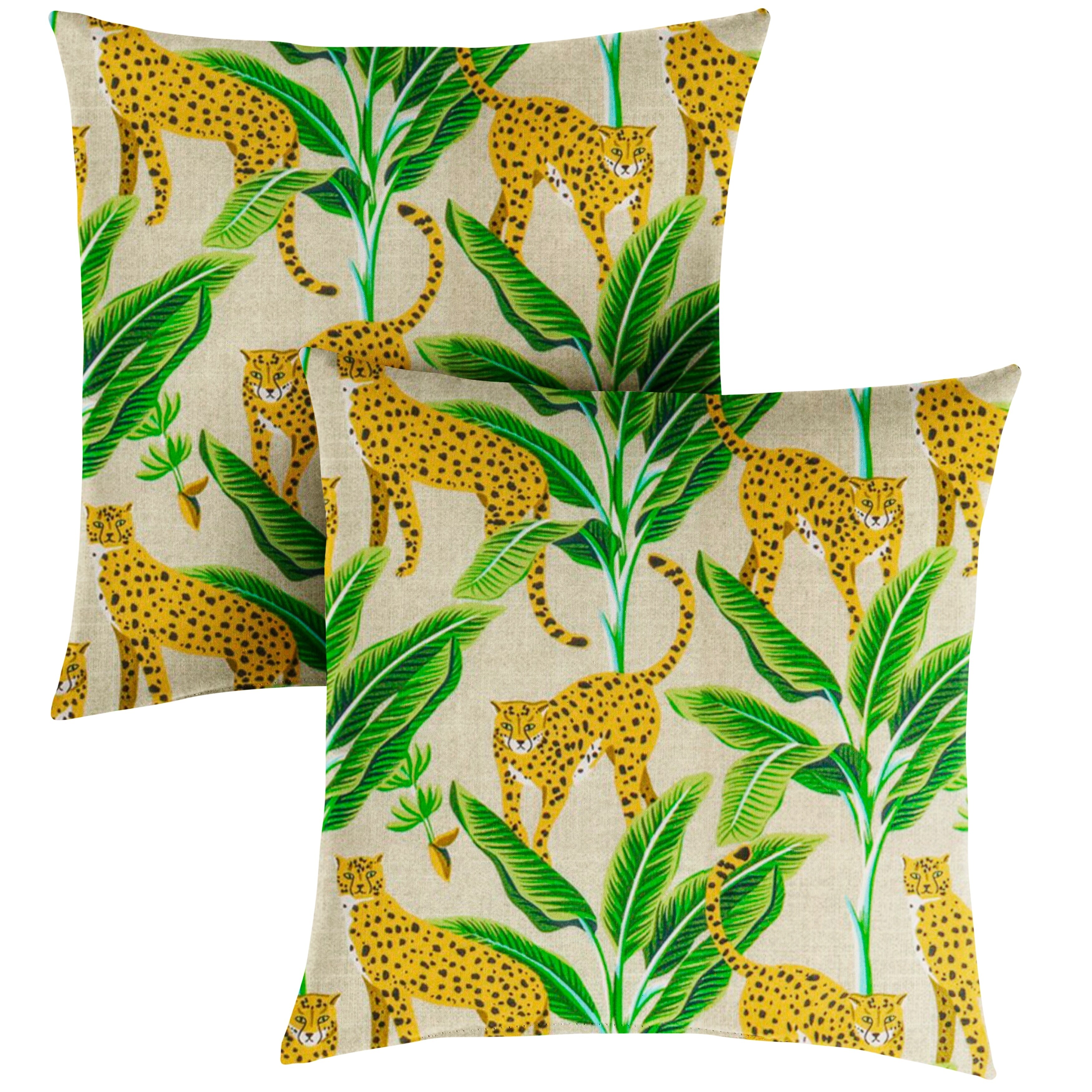 Cheetah Knife Edge Square Pillows (Set of 2) by Havenside Home - Bed Bath &  Beyond - 30768198