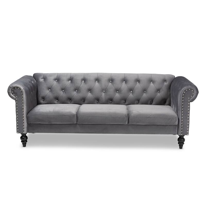 Emma Traditional and Transitional Upholstered Chesterfield Sofa