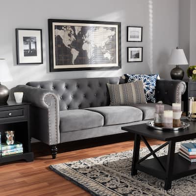 Emma Traditional and Transitional Upholstered Chesterfield Sofa