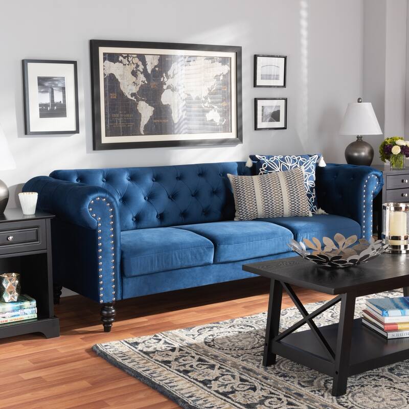 Emma Traditional and Transitional Upholstered Chesterfield Sofa