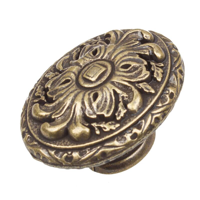GlideRite 5-Pack 2 in. Antique Ornate Oval Cabinet Knobs
