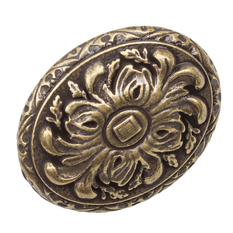 GlideRite 5-Pack 2 in. Antique Ornate Oval Cabinet Knobs