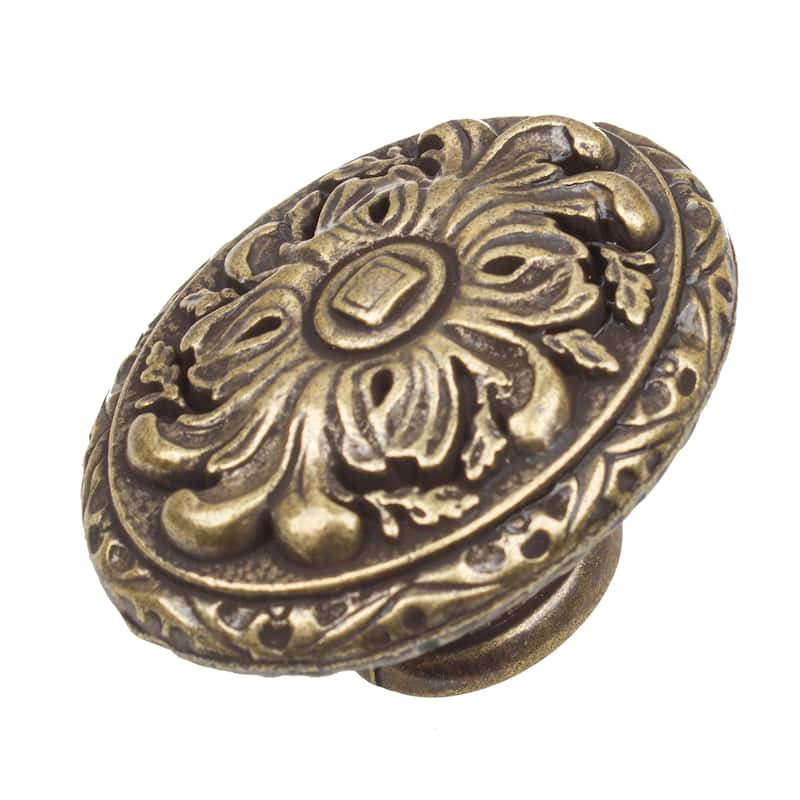 GlideRite 5-Pack 2 in. Antique Ornate Oval Cabinet Knobs