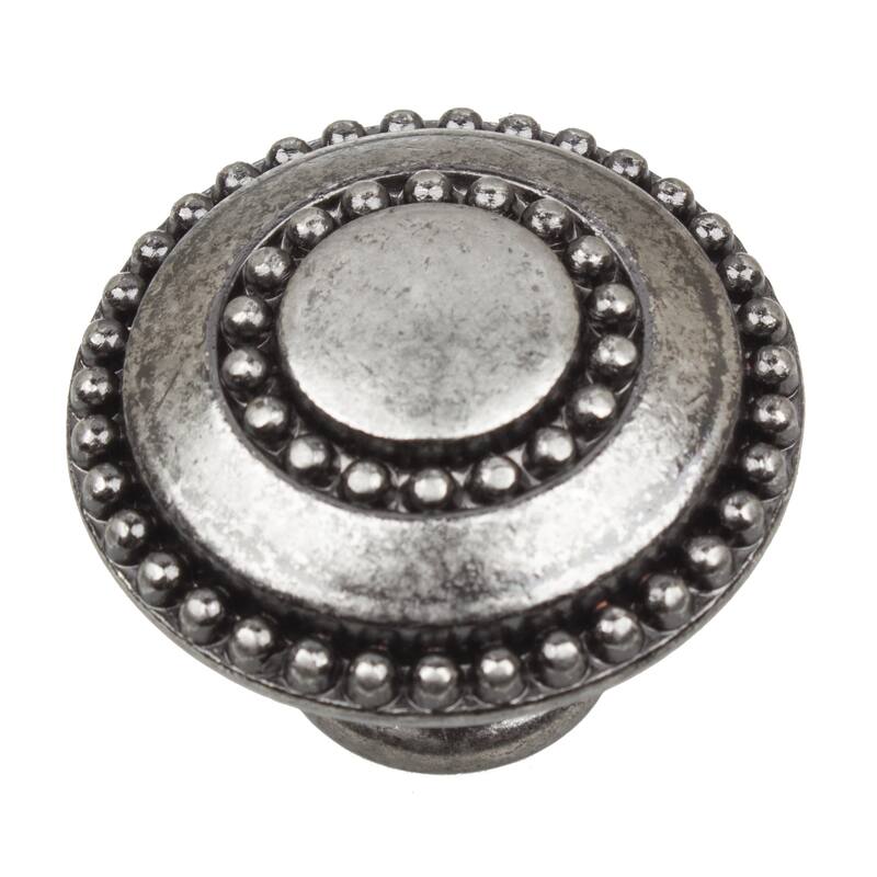 GlideRite 5-Pack 1-3/8 in. Weathered Nickel Round Beaded Cabinet Knobs - Weathered Nickel