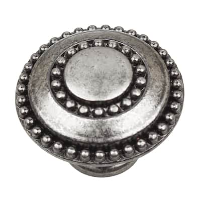 GlideRite 5-Pack 1-3/8 in. Weathered Nickel Round Beaded Cabinet Knobs - Weathered Nickel