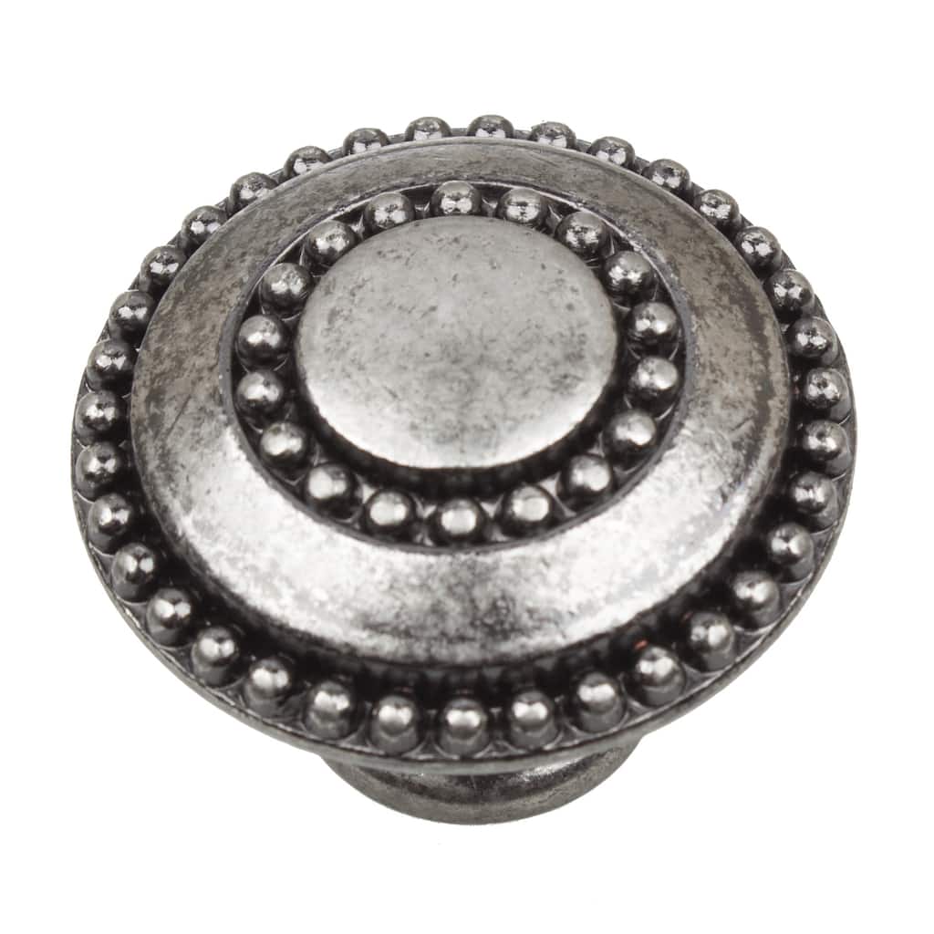 GlideRite 5-Pack 1-3/8 in. Weathered Nickel Round Beaded Cabinet Knobs - Weathered Nickel