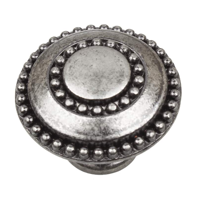 GlideRite 5-Pack 1-3/8 in. Weathered Nickel Round Beaded Cabinet Knobs - Weathered Nickel