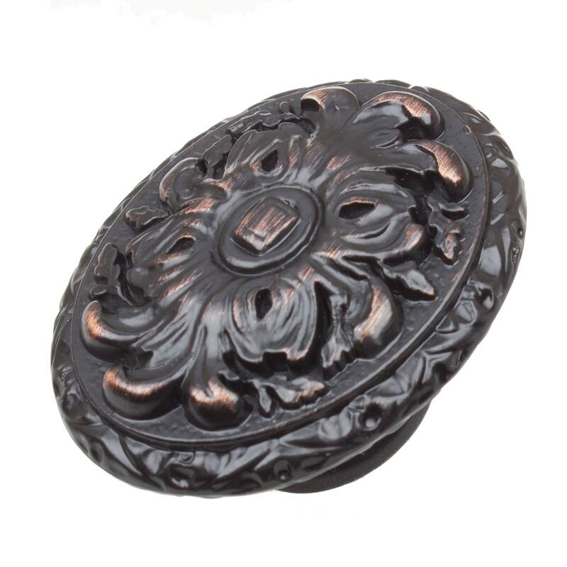 GlideRite 5-Pack 2 in. Oil Rubbed Bronze Ornate Oval Cabinet Knobs - Oil Rubbed Bronze