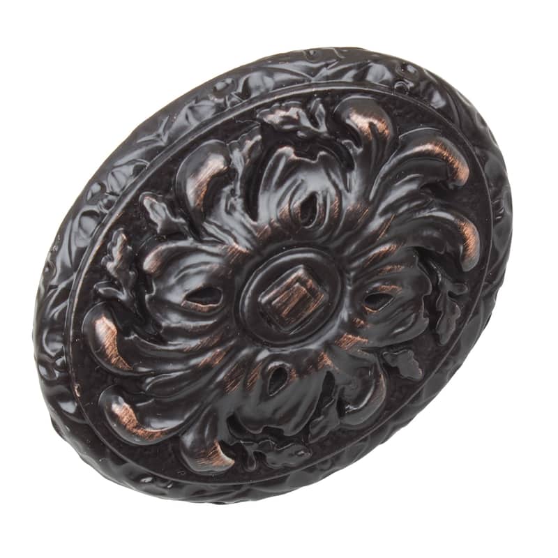 GlideRite 5-Pack 2 in. Oil Rubbed Bronze Ornate Oval Cabinet Knobs - Oil Rubbed Bronze