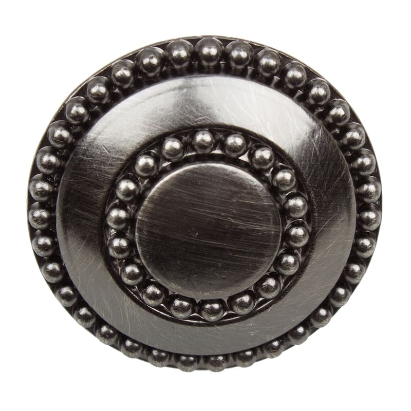 GlideRite 5-Pack 1-3/8" Brushed Pewter Round Beaded Ring Cabinet Knobs - Brushed Pewter